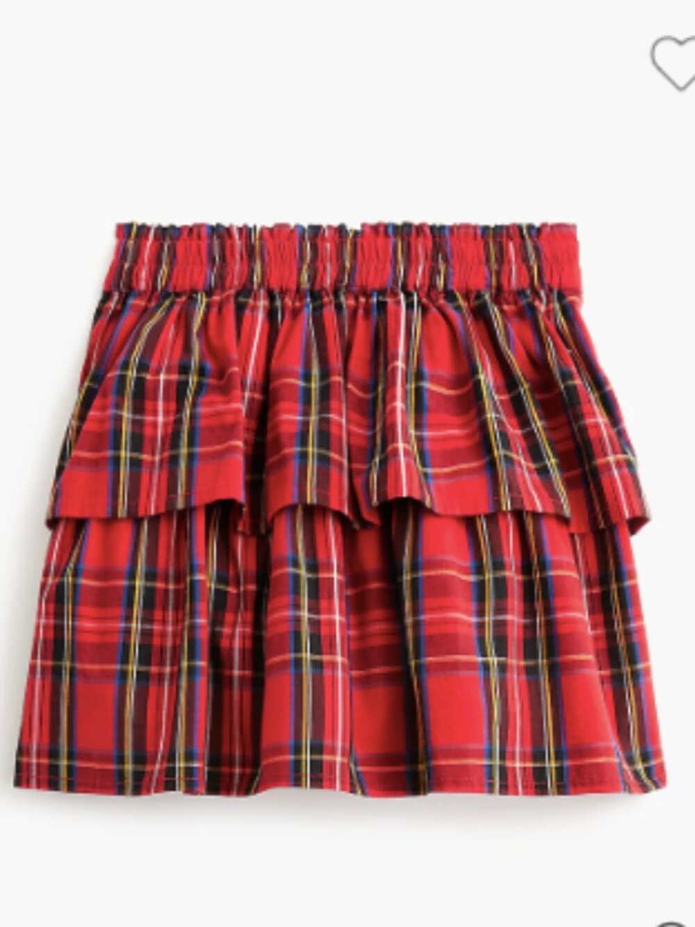 J.Crew Factory Girls' tartan tiered skirt in Yellow Red Black Multi plaid 10